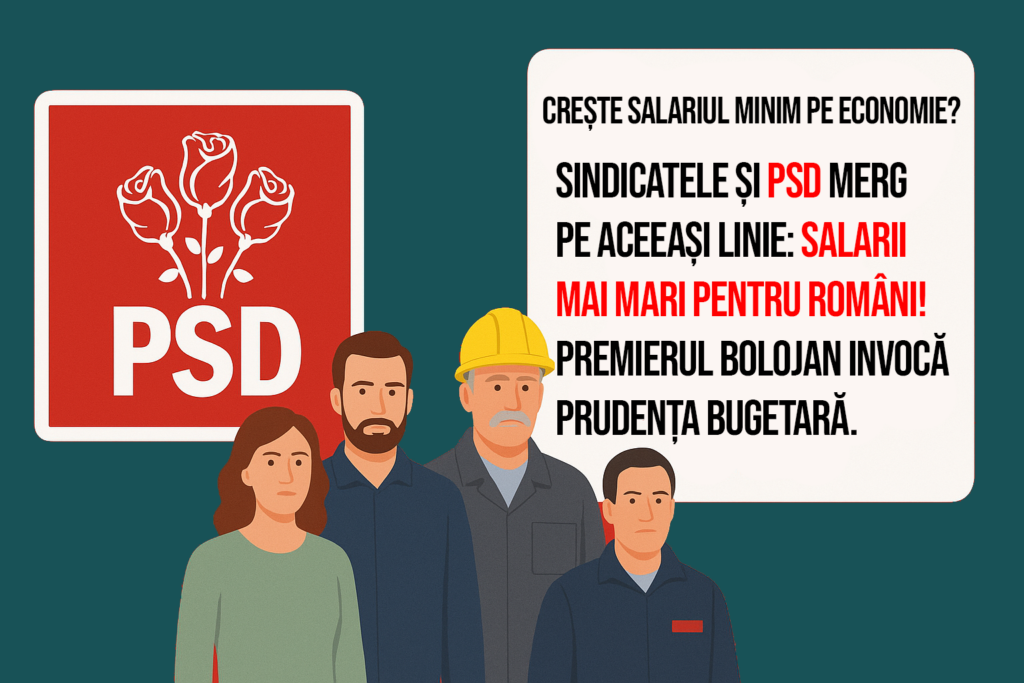 Crește salariul minim pe economie? Sindicatele și PSD merg pe aceeași linie: salarii mai mari pentru români. Premierul Bolojan invocă prudența bugetară.